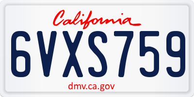 CA license plate 6VXS759