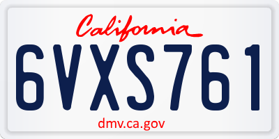 CA license plate 6VXS761