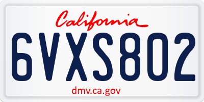 CA license plate 6VXS802