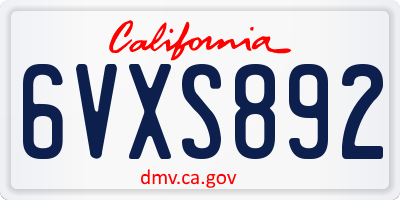 CA license plate 6VXS892