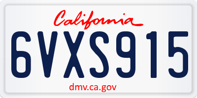 CA license plate 6VXS915