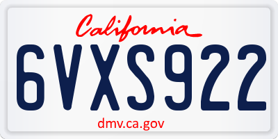 CA license plate 6VXS922