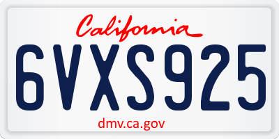 CA license plate 6VXS925