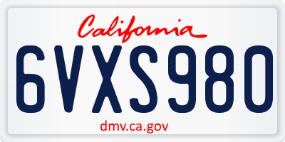 CA license plate 6VXS980