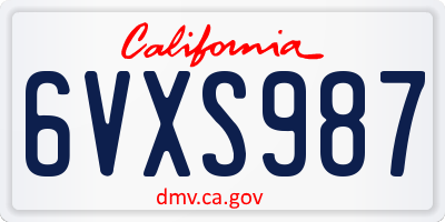 CA license plate 6VXS987