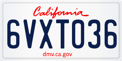 CA license plate 6VXT036