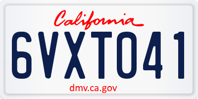 CA license plate 6VXT041