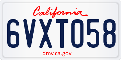 CA license plate 6VXT058