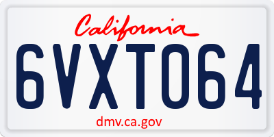 CA license plate 6VXT064