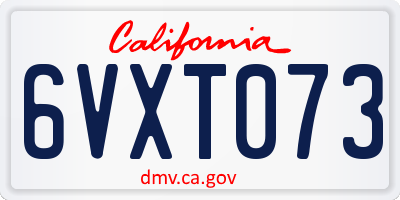 CA license plate 6VXT073