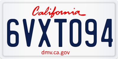 CA license plate 6VXT094