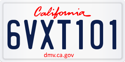 CA license plate 6VXT101