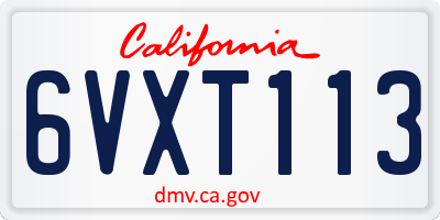 CA license plate 6VXT113