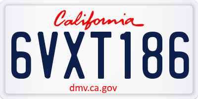 CA license plate 6VXT186