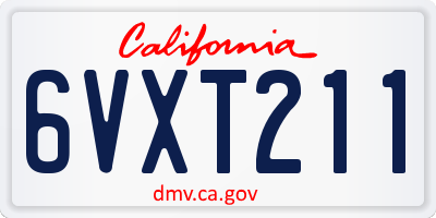 CA license plate 6VXT211