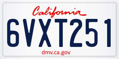 CA license plate 6VXT251