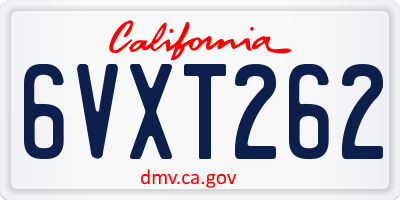 CA license plate 6VXT262