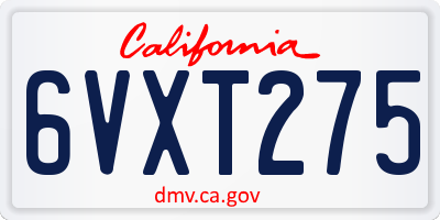 CA license plate 6VXT275