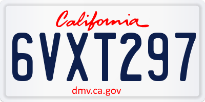 CA license plate 6VXT297