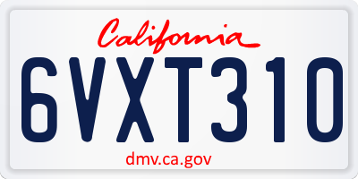 CA license plate 6VXT310