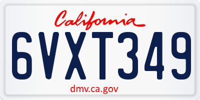 CA license plate 6VXT349