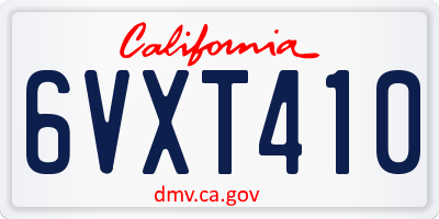 CA license plate 6VXT410
