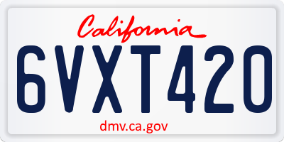 CA license plate 6VXT420