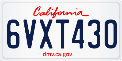 CA license plate 6VXT430