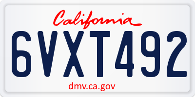 CA license plate 6VXT492