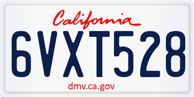 CA license plate 6VXT528