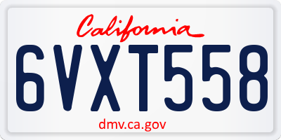 CA license plate 6VXT558