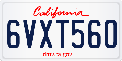 CA license plate 6VXT560