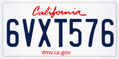 CA license plate 6VXT576