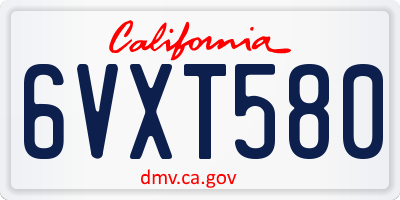 CA license plate 6VXT580