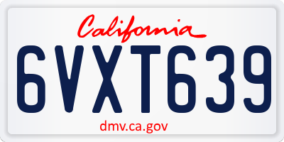 CA license plate 6VXT639