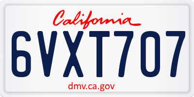 CA license plate 6VXT707