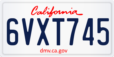 CA license plate 6VXT745
