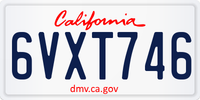 CA license plate 6VXT746