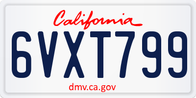 CA license plate 6VXT799