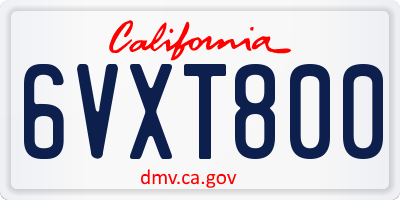 CA license plate 6VXT800