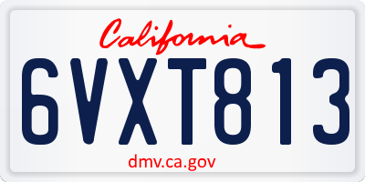 CA license plate 6VXT813