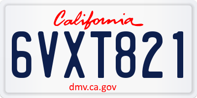 CA license plate 6VXT821