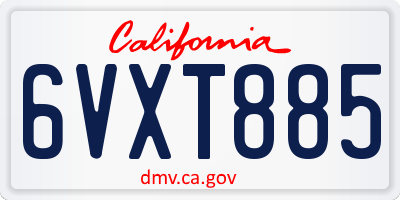 CA license plate 6VXT885