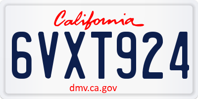 CA license plate 6VXT924