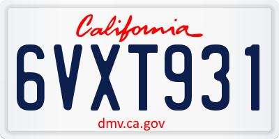 CA license plate 6VXT931