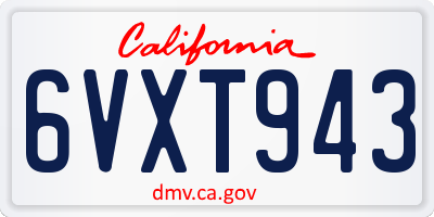 CA license plate 6VXT943