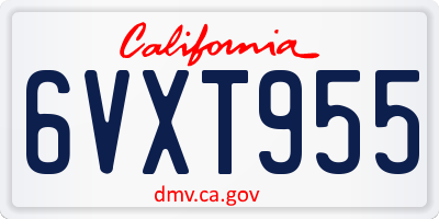 CA license plate 6VXT955