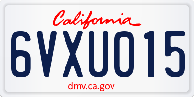CA license plate 6VXU015