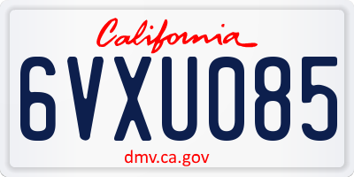 CA license plate 6VXU085