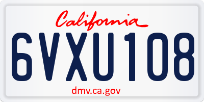 CA license plate 6VXU108
